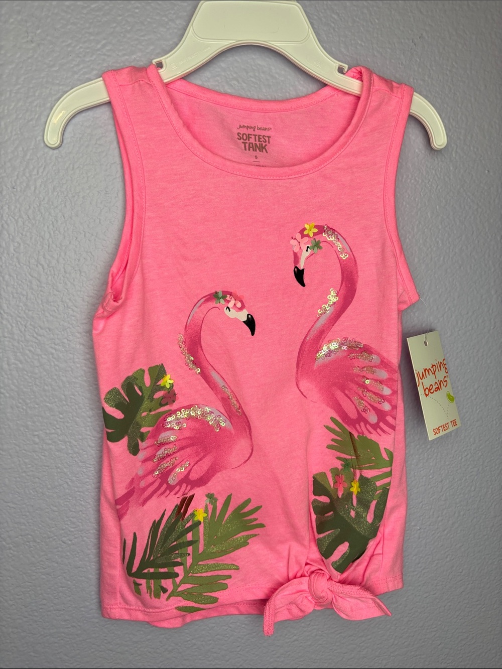 jumping beans Pink Flamingo Twist knot Front Tank Top